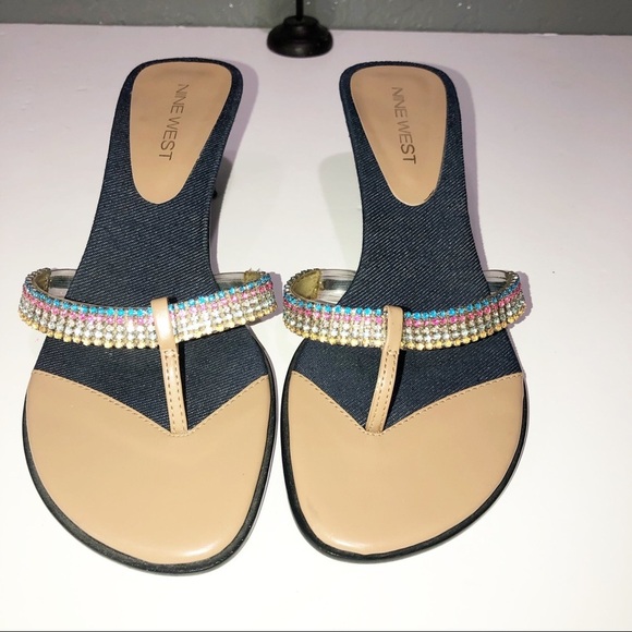 Nine West (Necessary) rhinestone and denim sandal - Picture 1 of 5